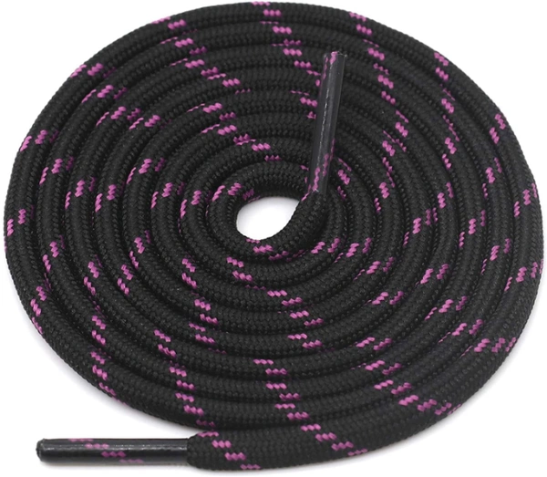 GRAH SANGRAH® (2 Pair) Shoelaces for Hiking Shoes, Outdoor Walking Sneakers, Outdoor Hiking, Climbing, Basketball, Work Boot, Running , Sport Shoes - 120 cm, Black Purple